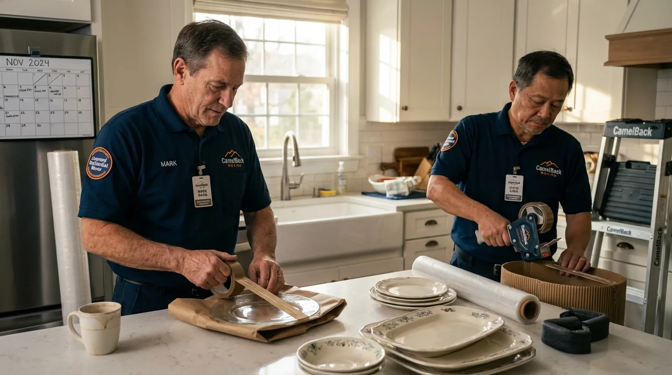 Professional crew packing kitchen dishware in Fairfax, OK